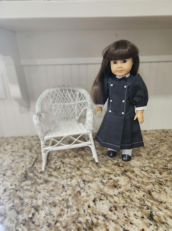 Doll Rocking Chair fits an 18 inch doll, Teddy Bear Chair, Doll Display Chair, White Wicker Doll Chair, Doll Rocking Chair