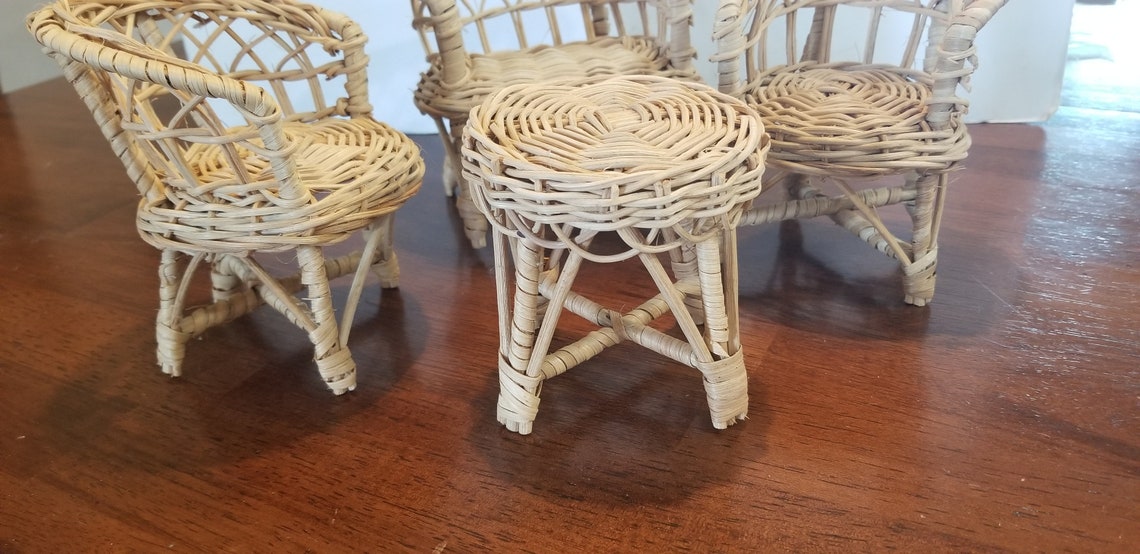 Barbie Doll Wicker Furniture Set Barbie 4 Piece Furniture Etsy