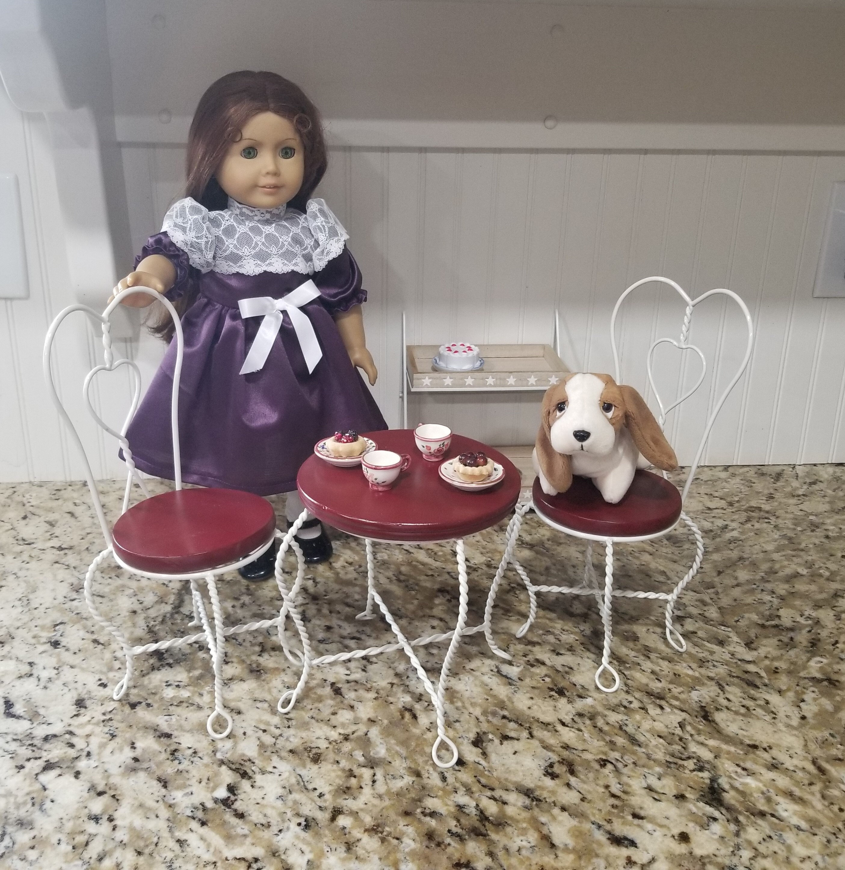 NEW American Girl Blue Gourmet Kitchen Set Doll Fridge Mixer Mini Dollhouse  Food