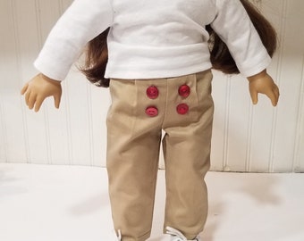 American Made 18 inch Girl Doll Clothing - Slim Fit Dressy Khaki Pants