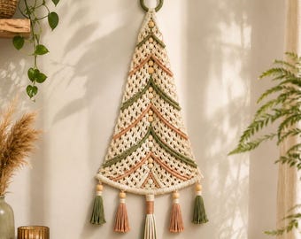 Patrón PDF para árbol de Navidad de macramé, macramé para colgar en la pared, árbol de Navidad DIY, actividad festiva, decoración de pared DIY, descarga digital para ti mismo