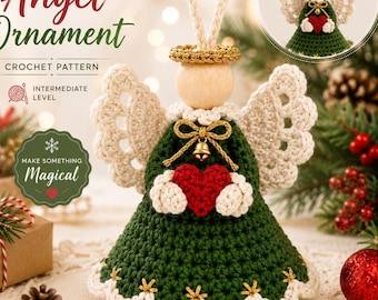 Wzór na szydełkową ozdobę anioła, ozdoba choinkowa DIY, ozdoba świąteczna amigurumi, dekoracje świąteczne, brelok do kluczy dla początkujących, pobierz plik PDF.