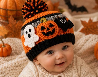 CROCHET PATTERN, Halloween Ghost, Pumkin, And Bat Cap, v Beanie Hat, Easy to make, For all ages,  Pdf Download, Digital Downloads