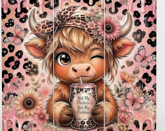 Divertida vaca de las Tierras Altas de 20 oz, vaso delgado, envoltura para vaso delgado, vaca sarcástica PNG, envolturas para vasos de 20 oz, diseño de sublimación, descarga digital