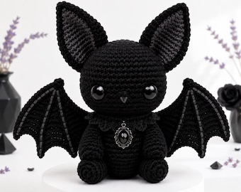 Patrón de amigurumi gótico a crochet, estilo gótico de terror, patrón de peluches de crochet para Halloween, patrón de muñecos amigurumi (descarga en PDF), nivel intermedio.
