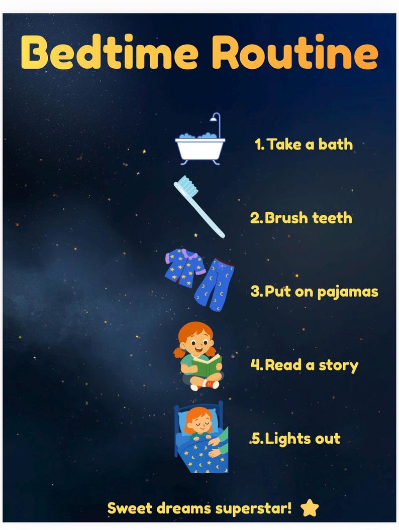 Read A Book Routine Visual Kids Bedtime Routine Chart Printable | Toddler Nighttime Visual ...