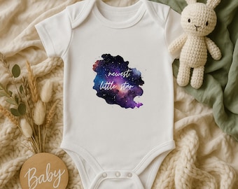 Newest Little Star Baby Bodysuit Space Theme Pregnancy Announcement Bodysuit