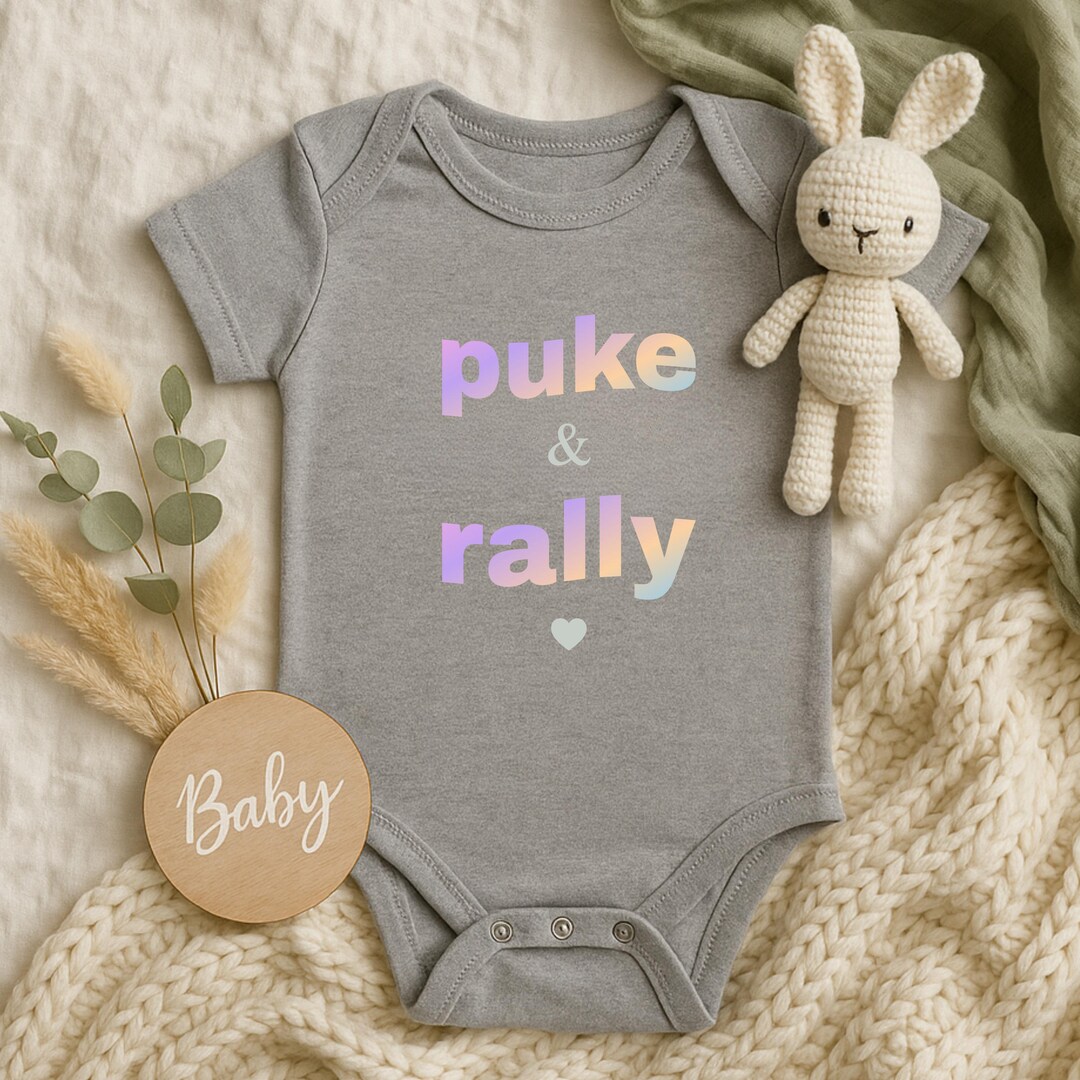 Puke and Rally Funny Baby Bodysuit Hilarious Newborn Romper Funny Baby ...