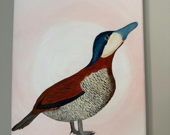 Ruddy duck original acrylic painting on canvas