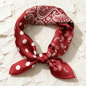 Vintage Red Scarf Silk Square - Etsy display picture 1