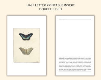 Butterfly Planner Dashboard – Half Letter Printable Insert | Nature Aesthetic | Minimal Design | Discbound or Ring Bound