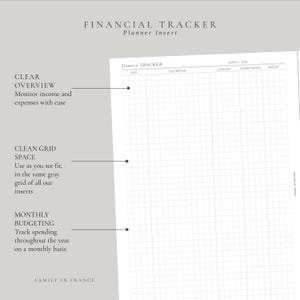 Finance Tracker Planner Insert | A5, Half Letter, Personal Sizes (Digital Download) | Monthly Expense Tracker