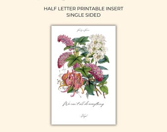 Floral Planner Dashboard – Printable Half Letter Insert | Vintage Botanical Aesthetic | Discbound & Ring-Bound Compatible