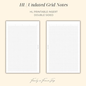 May include: Printable grid paper notebook insert for Happy Planner. The insert is double-sided and features a grid pattern.  HL Printable Insert Double Sided.