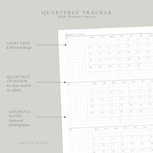 2026 MONDAY START Quarterly Overview Printable Insert |  A5, Half Letter & Personal Planner PDF (Digital Download)