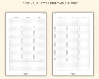 2025 Habit Tracker Printable – Half Letter Planner Insert | Dated Two-Sided Layout | Discbound & Ring Planner