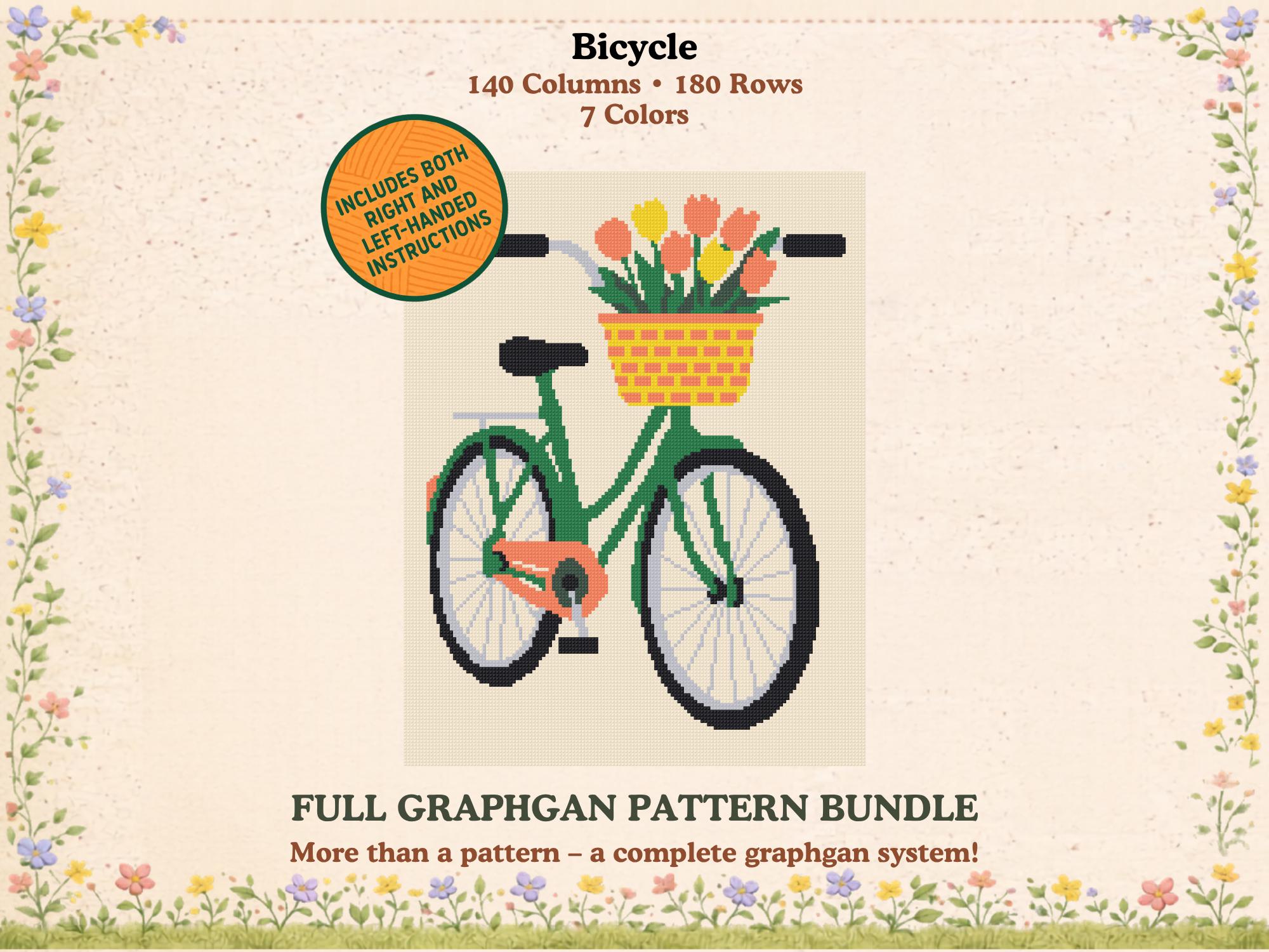 30 Bicycle Crochet Patterns for Bikes, Decor, Gifts, and Cozy Home Projects 19 Bicycle With Tulips Blanket Pattern