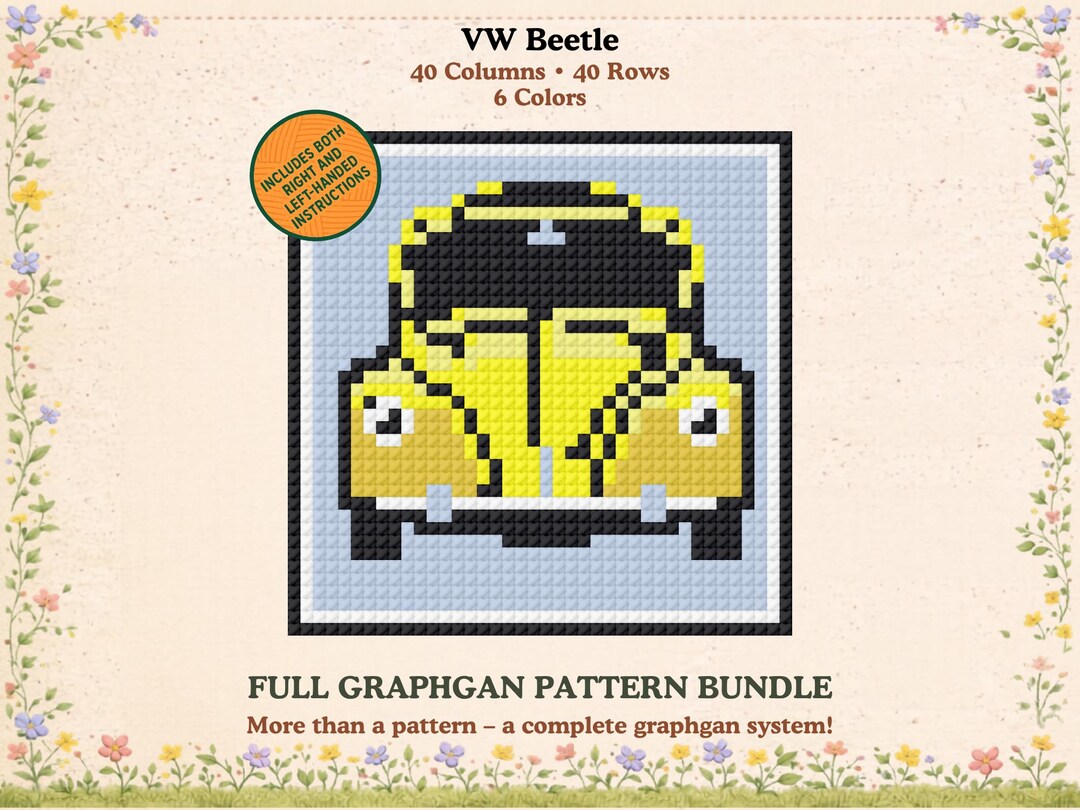 VW Beetle Crochet Graphgan Blanket/afghan Pattern – C2C, Row-by-row ...
