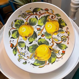 Vintage Nova Deruta Hand Painted Lemon Serving Bowl – Italian Pottery Tuscan Kitchen Decor