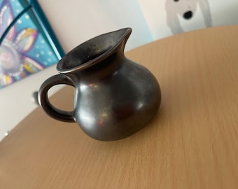 Vintage Prinknash Pottery Creamer – English Monastic Matte Black Brown Glaze Jug – Rustic Cottage Decor