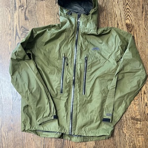 Chaqueta de senderismo ultraligera GoLite Gore-Tex vintage verde oliva para hombre, talla grande.