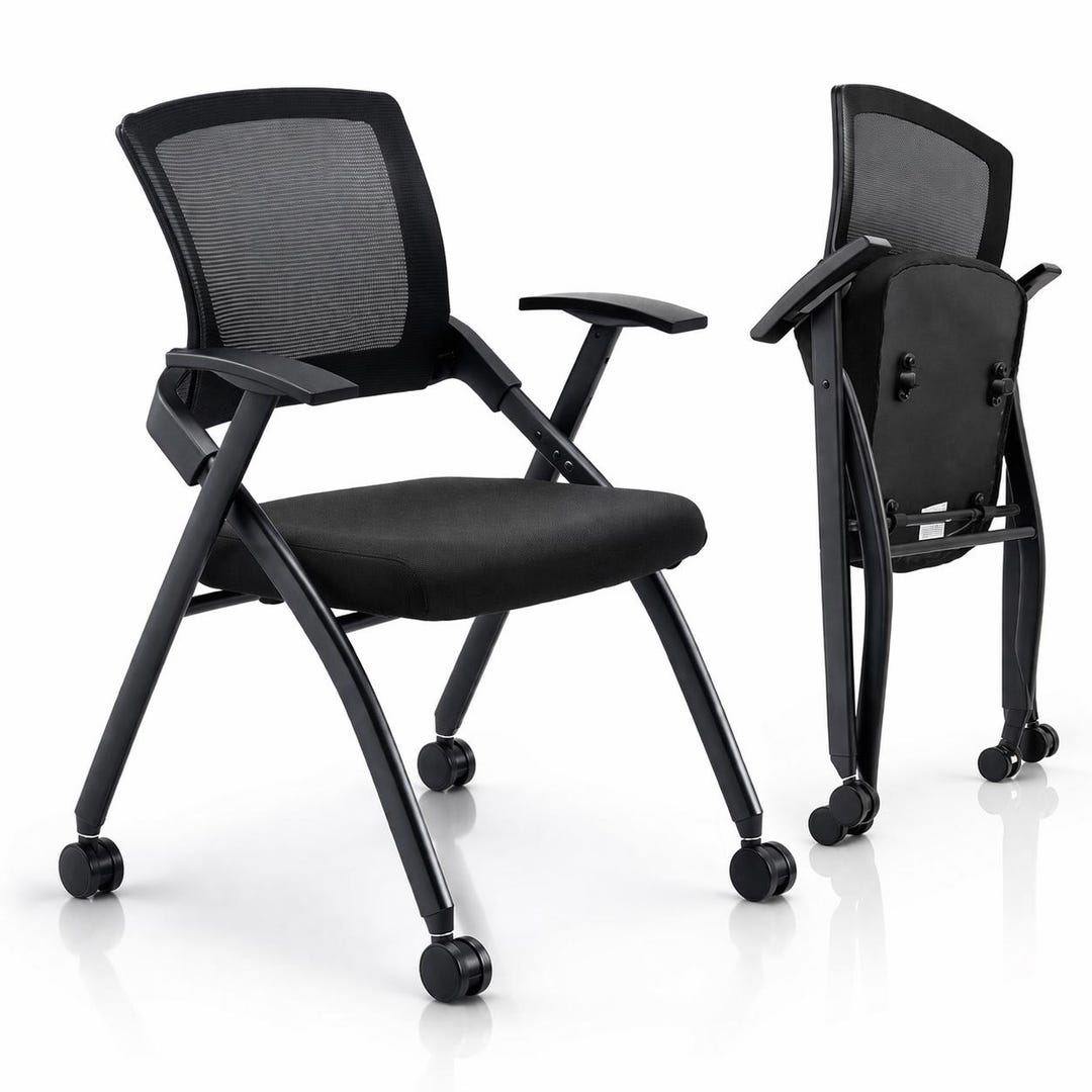 1 Pack Stackable Conference Room Chairs With Wheels, Folding Office ...