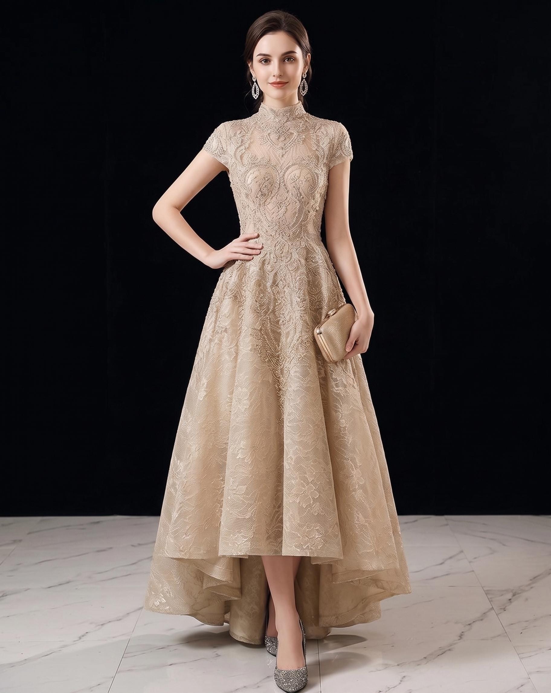white christmas dresses Viper | Cream Lace Long-Sleeve Maxi Dress main image 1