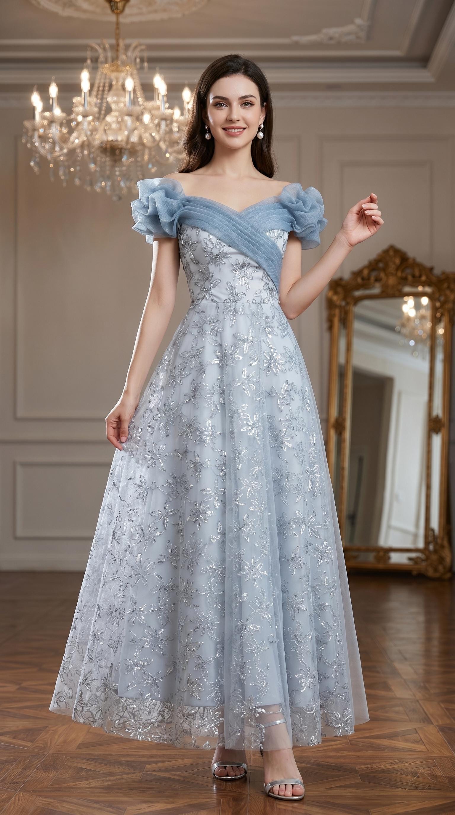 Blue Floral Wedding Guest Dress - Etsy Blue Floral Wedding Guest Dress - Etsy