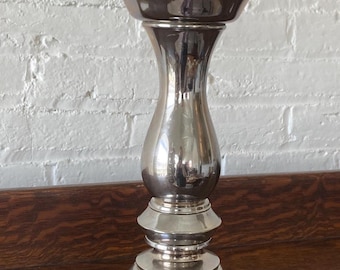 Vintage Royal Limited Silver Candlestick, 14 Inch Large Silverplate Taper Holder, Statement Centerpiece, Elegant Hollywood Regency Decor