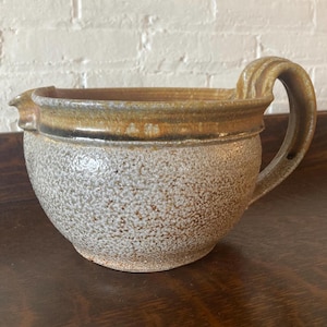 Vintage Bill Sax Studio Pottery Mixing Bowl - Mid Century Flameware Ceramic Art - Ribbon Twist Handles, Signed, Frans Wildenhain Student