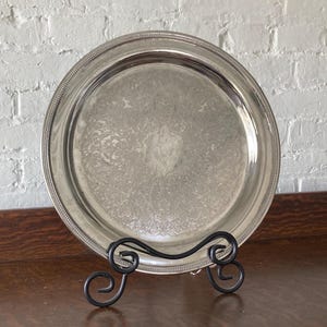 Plato vintage Oneida de plata grabada, bandeja redonda de 25 cm, con intrincado diseño floral, decoración elegante, bandeja de buffet plateada.