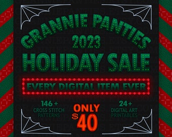 Full Grannie Panties Library Through Dec 31 2023 - 146 Cross Stitch Patterns and over 24 Digital Art Files LIMITED TIME OFFER Giftable files