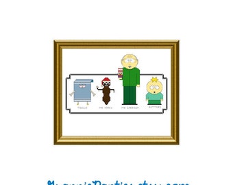 South Park 2 - counted cross stitch sampler pattern 8x10
