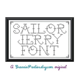 PDF PATTERN ONLY Tattoo Alphabet Sailor Jerry font counted cross stitch sampler image 1