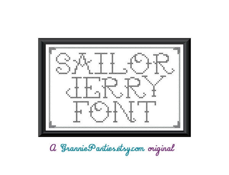 PDF PATTERN ONLY Tattoo Alphabet Sailor Jerry font counted cross stitch sampler image 1