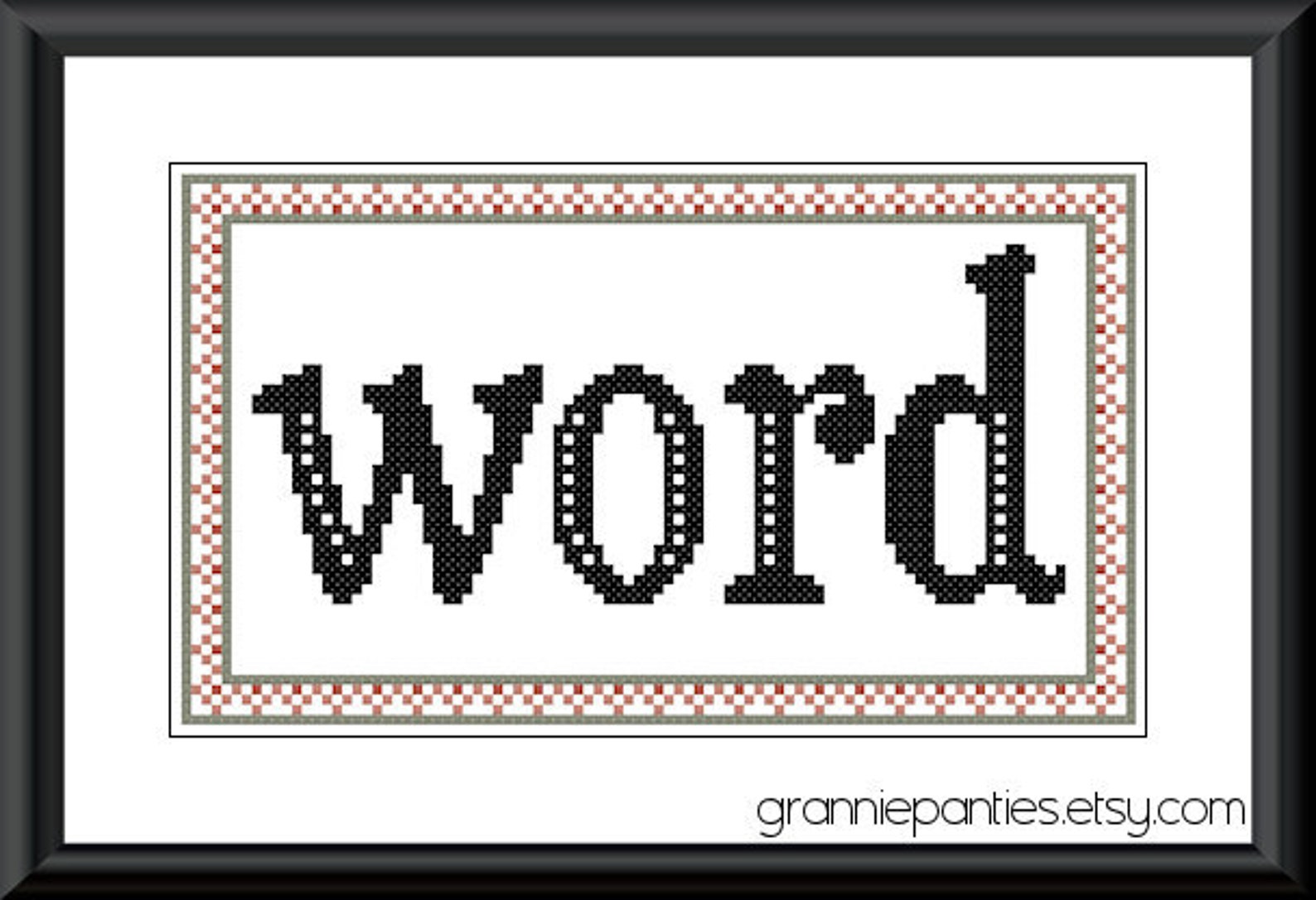 Word PDF counted cross stitch pattern Etsy