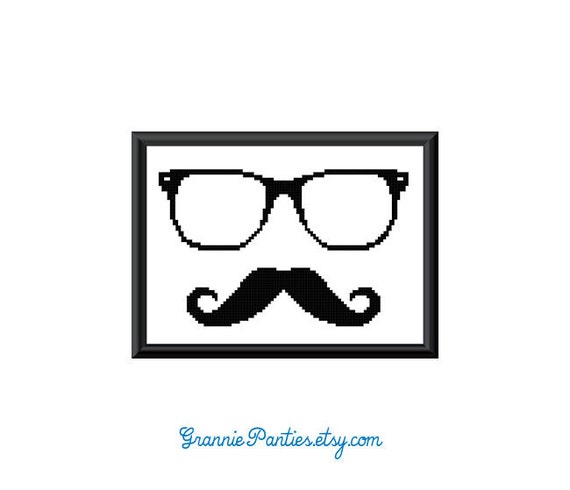 PDF PATTERN SOLO gafas Hipster y bigote conto patron de punto cruzado 5x7 Etsy Espana