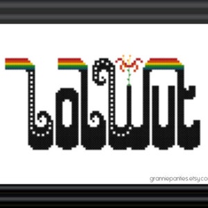 LOLWUT - rainbow - Grannie Panties original PDF counted cross stitch pattern 5X7