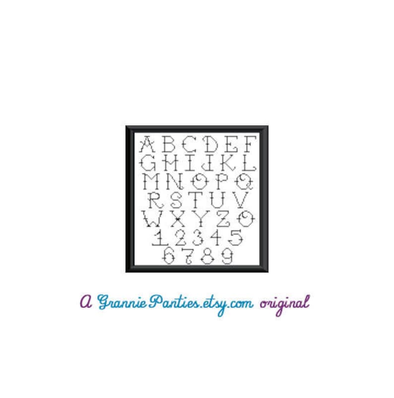 PDF PATTERN ONLY Tattoo Alphabet Sailor Jerry font counted cross stitch sampler image 3