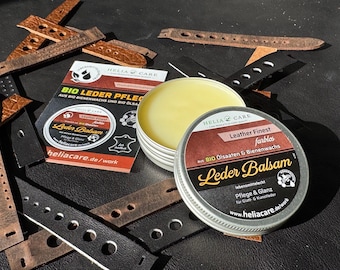 Organic Leather Balm & Leather Care for Smooth Leather - With Beeswax - 100% Organic | HeliaCARE (50ml)
