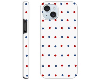 Red White Blue Polka Dot Phone Case, Patriotic Summer Phone Cover