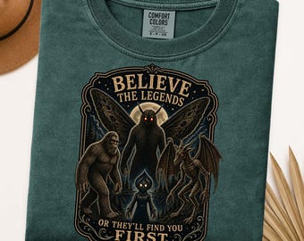Vintage Cryptid Shirt, Mothman Bigfoot Jersey Devil Flatwoods Monster Comfort Colors Tee