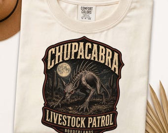 Chupacabra Shirt, Vintage Cryptid Comfort Colors Tee, Desert Horror Cryptozoology Graphic