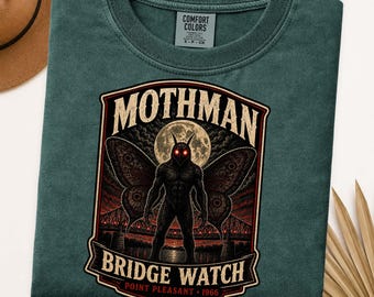 Mothman Shirt, Comfort Colors Vintage Cryptid Graphic, Point Pleasant West Virginia Folk Horror