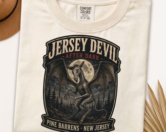 Jersey Devil Cryptid Shirt, Vintage Pine Barrens Comfort Colors Tee, New Jersey Folk Horror