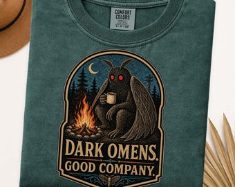 Mothman Shirt, Cryptid Campfire Comfort Colors Tee, Vintage Folk Horror Graphic
