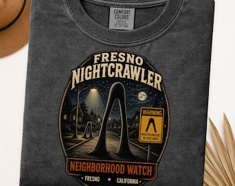 Fresno Nightcrawler Shirt, California Cryptid Comfort Colors Tee, Vintage Paranormal Folk Horror Shirt