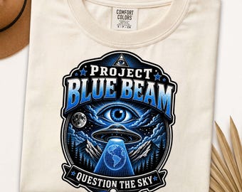 Project Blue Beam Shirt, UFO Conspiracy Comfort Colors Tee, Vintage Alien Sci-Fi T-Shirt