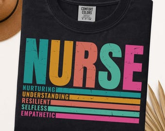 Nurse Shirt for Women, Registered Nurse Gift, Colorful NURSE Acronym Tee, Retro Comfort Colors