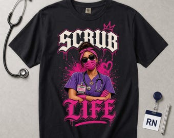 Funny Nurse Shirt, Scrub Life Registered Nurse Gift, Nurses Week RN Tee for Women, Comfort Colors